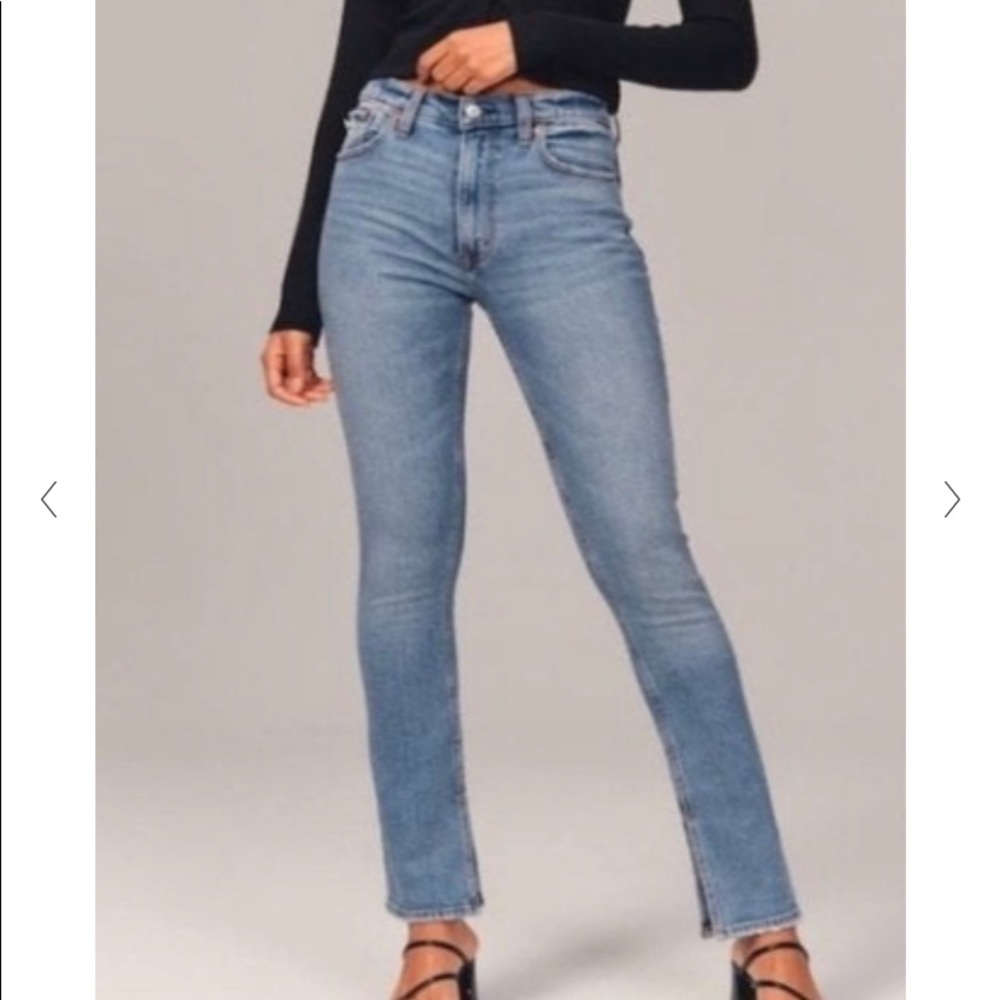 Abercrombie high rise skinny jeans with split hem